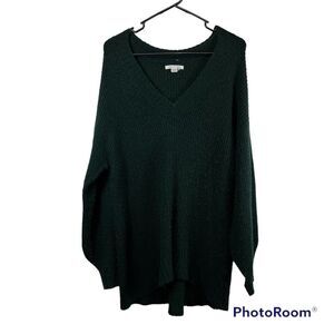 American Eagle Dark Green Oversized V-Neckline Knit Sweater Size Woman's XS
